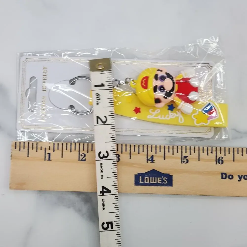 *NEW* Mario Super Mario 3D Figure Keychain & Strap Bag Charm PVC/Silicone Yellow